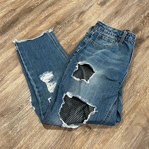 Cello Women’s Fishnet Distressed Jeans - Size 5